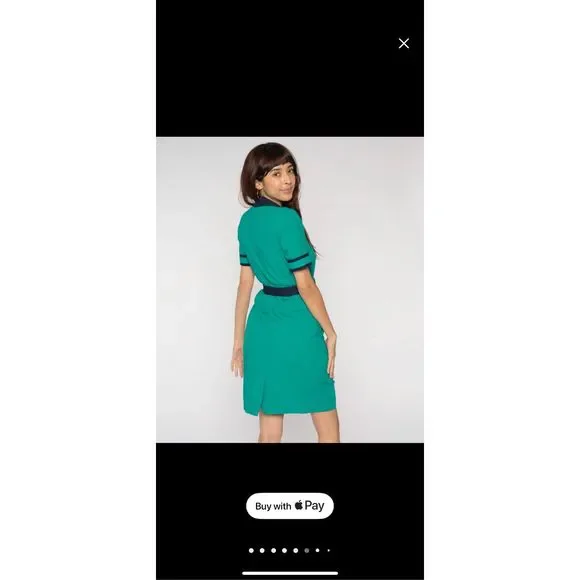 Vintage Green mini Pencil Dress 80s Button Up Sheath - Picture 8 of 8